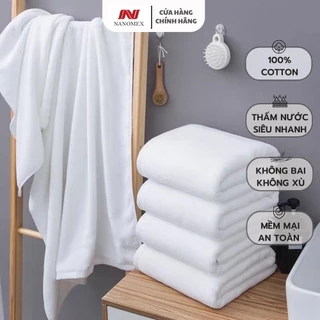 Khăn tắm cỡ lớn kích thước 70x140cm Nanomex tiêu chuẩn khách sạn cotton mềm mại, thấm nước nhanh không bai xù