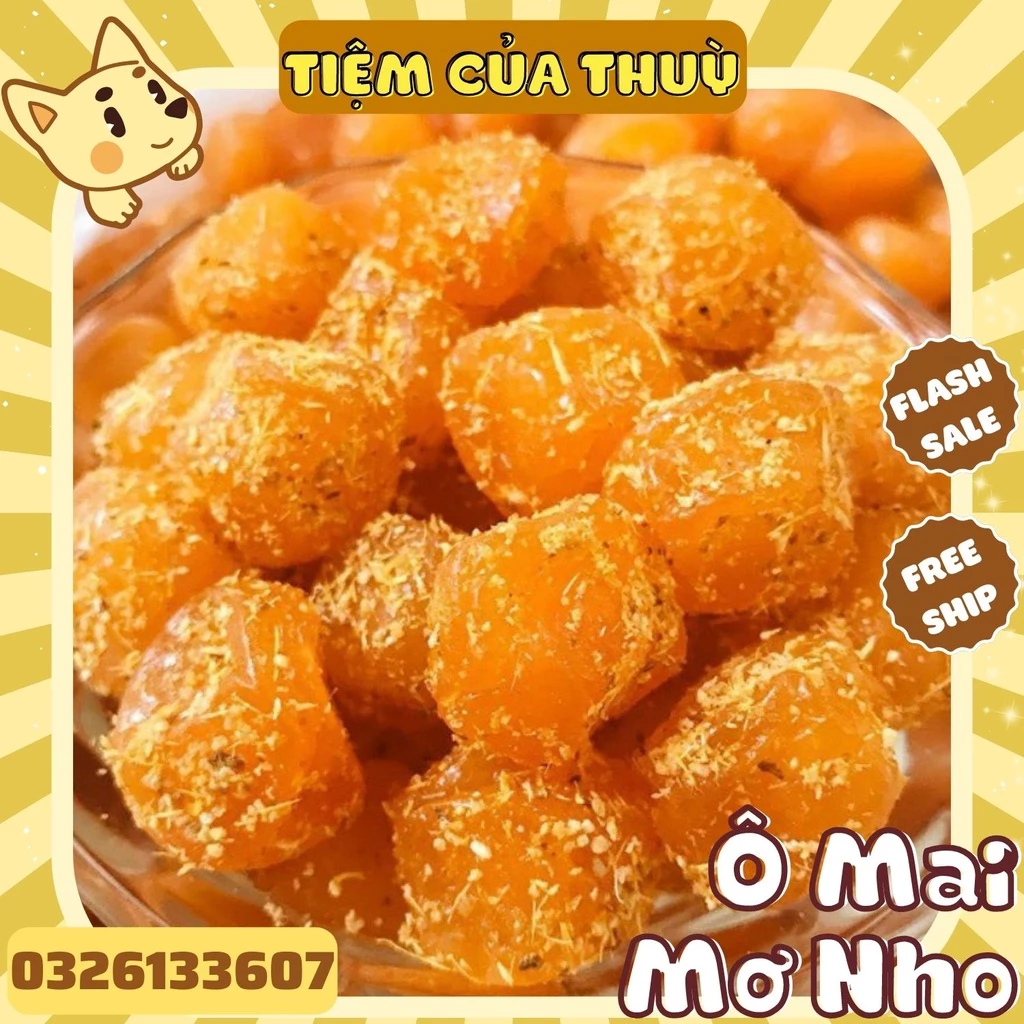 500G Ô Mai Mơ Nho Gừng Sấy Dẻo, Ô Mai - Mứt Tết, đồ ăn vặt