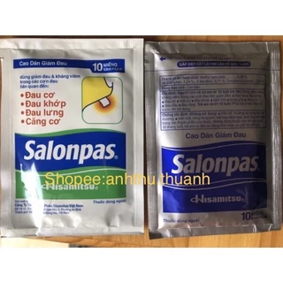 miếng dán giảm đau salonpas (hỗ trợ giảm đau: đau cơ, đau khớp, đau lưng, căng cơ) (cao dán giảm đau hisamitsu )