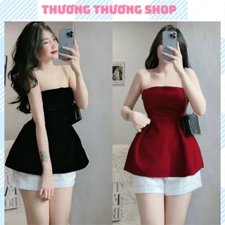 Áo Nhung Cúp Ngực 2 Màu Đen Đỏ, có Mod ngực dây kéo sau, thiết kế tôn dáng Thương Thương Shop.