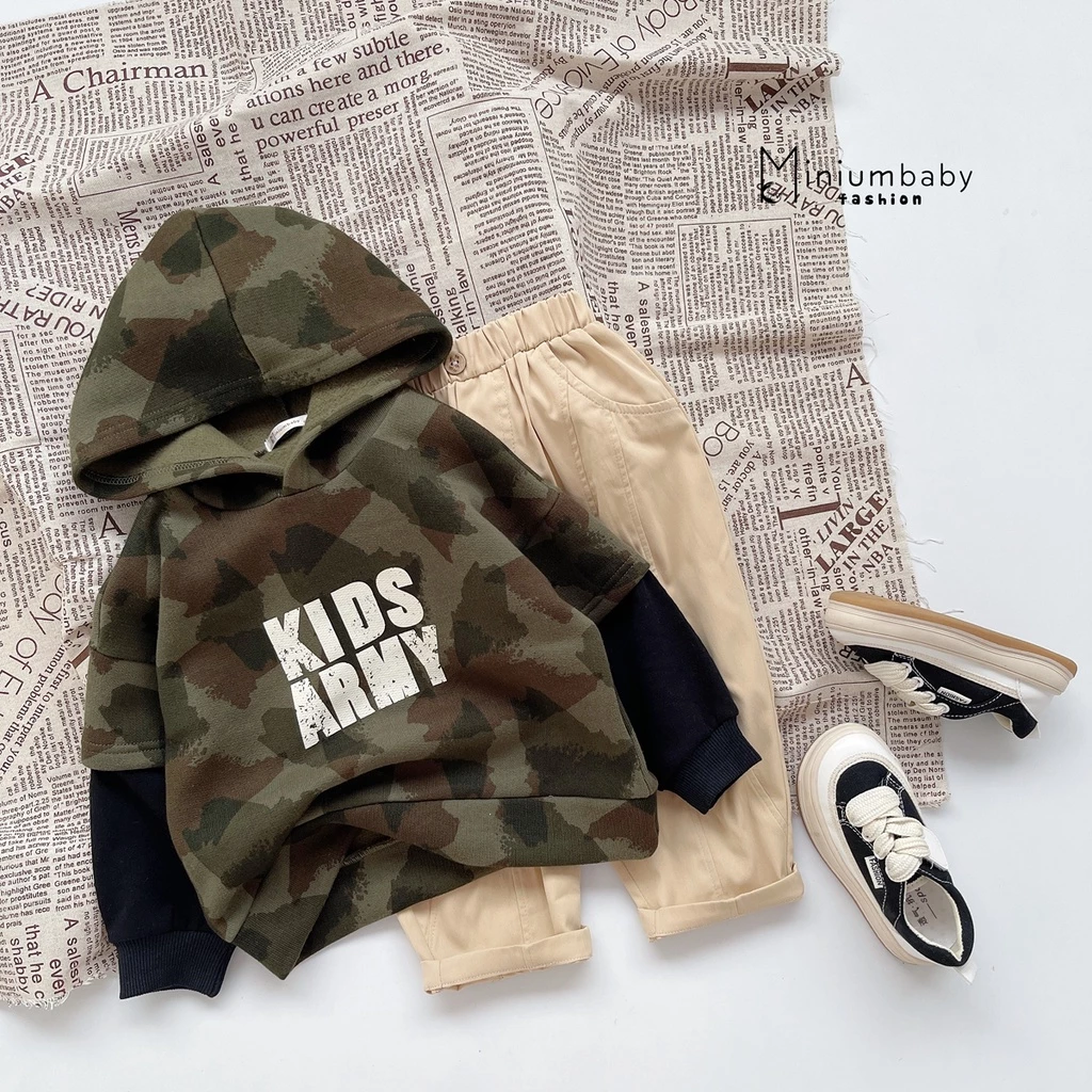 Áo hoodie cho bé sành điệu bé trai/gái có mũ thu đông dài tay bebkidsstore-A1363, SB1405