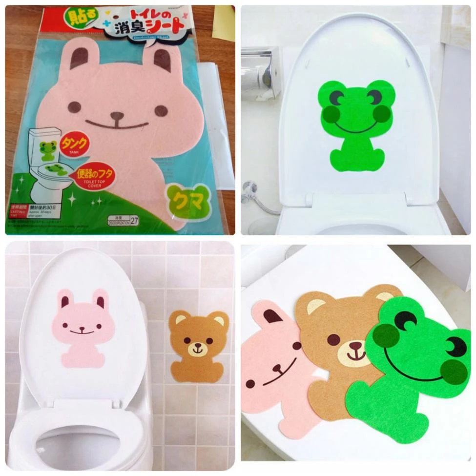 Combo 2 miếng dán khử mùi bồn cầu, nhà vệ sinh, nhà tắm hình thú nhiều màu, miếng dán khử mùi siêu to