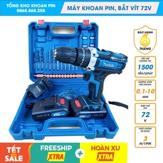 Máy khoan pin Makita 72V - Máy bắn vít Makita 72V tặng kèm 24 chi tiết cao cấp