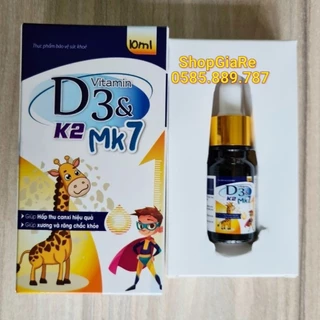 Vitamin D3 & K2 Mk7 giúp hấp thụ canxi hiệu quả, giúp xương và răng chắc khỏe hộp 10ml