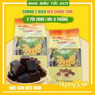 Combo 2 bịch kẹo chuối tươi Bến Tre, kẹo chuối miền tây túi 200g, bánh kẹo tết