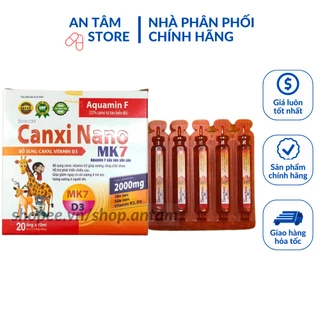 Canxi nano K2 D3 MK7 aquamin F tảo biển đỏ - Hỗ trợ bổ sung canxi cho bé vitamin D3 giúp xương răng chắc khỏe Hộp 20 ống