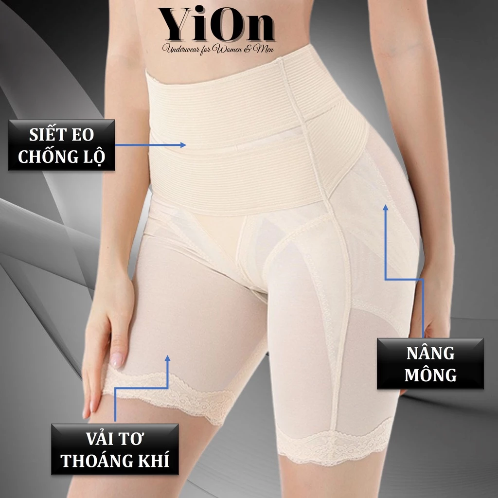 Quần Gen Nịt Bụng Cạp Kép Thắt Eo Chống Cuộn Nâng Mông Không Lộ YiOn Underwear QG09