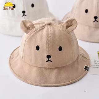 Nón Bucket Chất Liệu Cotton In Họa Tiết Hoạt Hình Chú Gấu Dễ Thương Cho Bé Trai / Gái 3-18 tháng tuổi