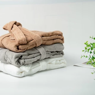 Áo choàng Ngủ, Áo Choàng tắm khách sạn 5 *, COTTON MJ cao cấp, thấm hút tốt, dày, không bám bông