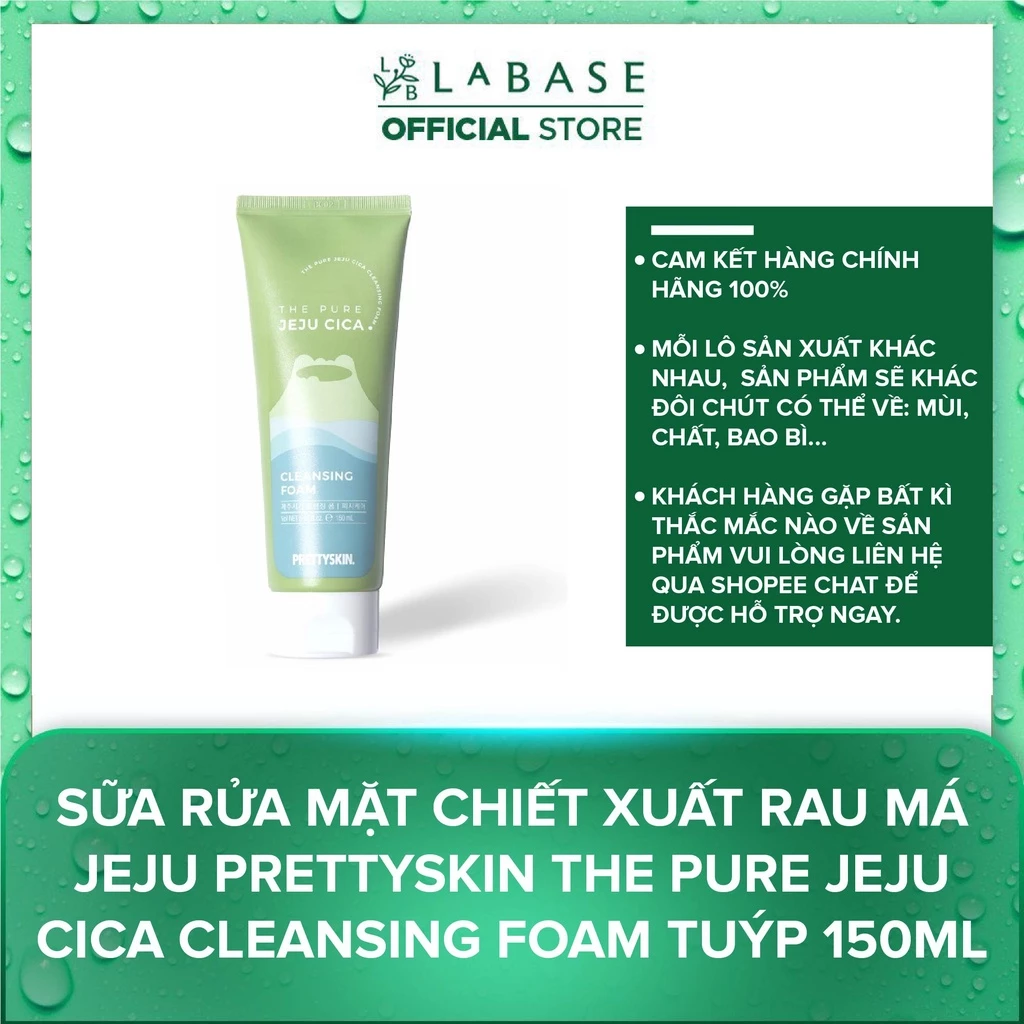 Sữa Rửa Mặt Chiết Xuất Rau Má Jeju PrettySkin The Pure Jeju Cica Cleansing Foam Tuýp 150ml