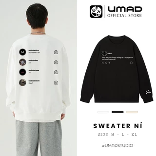 Áo sweater UMAD nỉ tay dài nam nữ form rộng local brand mùa thu đông, hoodie không nón mẫu SAD BOIZ phong cách cá tính