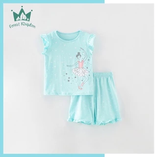 Bộ hè cotton Forest Kingdom xanh ba lê sao 210248 cho bé gái 2-8 tuổi - TILANI Official Store