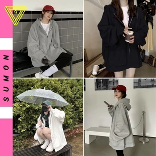 Áo Khoác Nỉ Hoodie TAY PHỒNG Form Rộng  Zip Trơn Nam Nữ BASIC Ulzzang