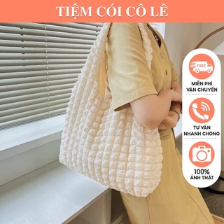 Túi tote xếp ô vuông phong cách Ulzzang, túi xách nữ xốp mây đeo vai đi học đi chơi thời trang-Tiệm Cói Cô Lê