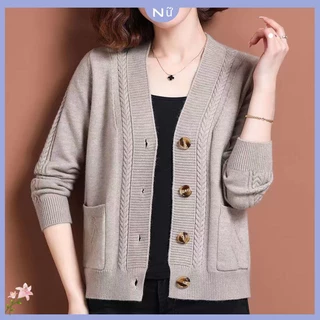 Áo Khoác Cardigan Len Dệt Kim Dáng Ngắn Thời Trang Xuân Thu 2023 Cho Phụ Nữ Trung Niên