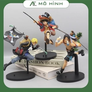 Mô hình One Piece Bộ 3 anh em Luffy Ace Sabo đeo balo cực đẹp cao 19-21cm, Figure anime đồ chơi để bàn decor trang trí