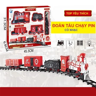 Tàu lửa chạy trên đường ray, ô tô đồ chơi chạy pin cho bé, tàu hỏa xe lửa bằng nhựa có hộp đẹp, quà tặng sinh nhật
