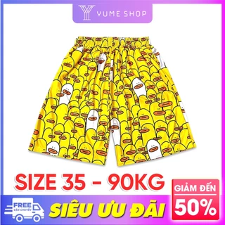 Quần Short Lửng Cartoon, Quần Đùi Hoạt Hình Chim Cánh Cụt Vàng Form Rộng Unisex