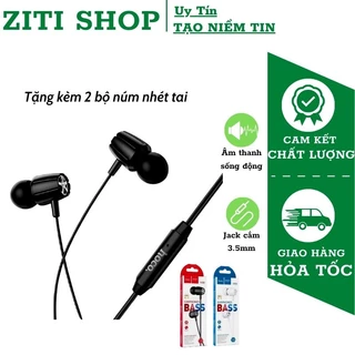 Tai nghe nhét tai Hoco M88 có dây phích cắm 3.5mm, có mic đàm thoại, dây dài 1.2M