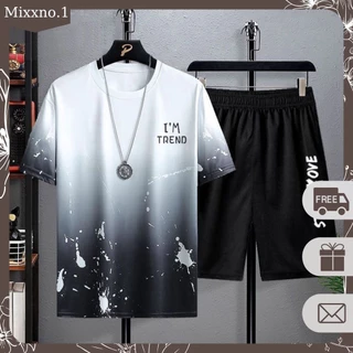 Bộ Đồ Nam Nữ Unisex Mùa Hè Tay Lỡ Cổ Tròn Họa Tiết Loang Vẩy Sơn Hot Trend Mixxno.1 QA NAM 104