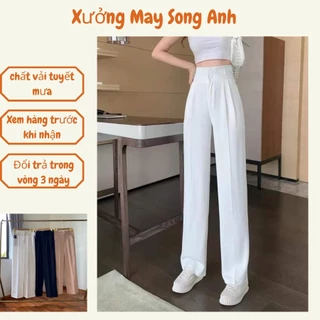 Quần ống rộng cạp cao quần dáng suông chất liệu tuyết mưa cao cấp Vitex Q502 - Xưởng may Song Anh