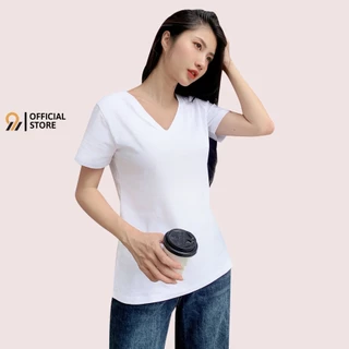 Áo phông nữ cổ tim trơn M9 thun cotton co giãn