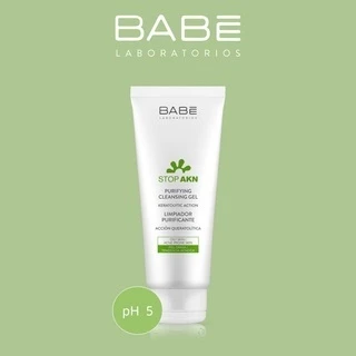 Sữa rửa mặt dịu nhẹ cho da dầu mụn Babe Stop AKN Purifying Cleansing Gel 200ml BABÉ