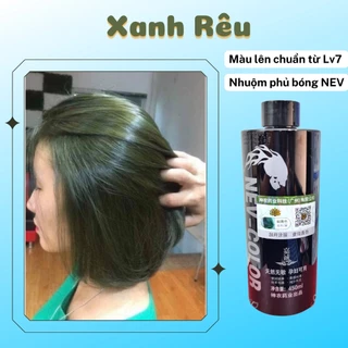 Nhuộm phủ bóng màu Xanh Rêu , thuốc nhuộm phủ bóng Nev-Color, nhuộm pha sẵn không hư hại tóc , 450ml , 100ml