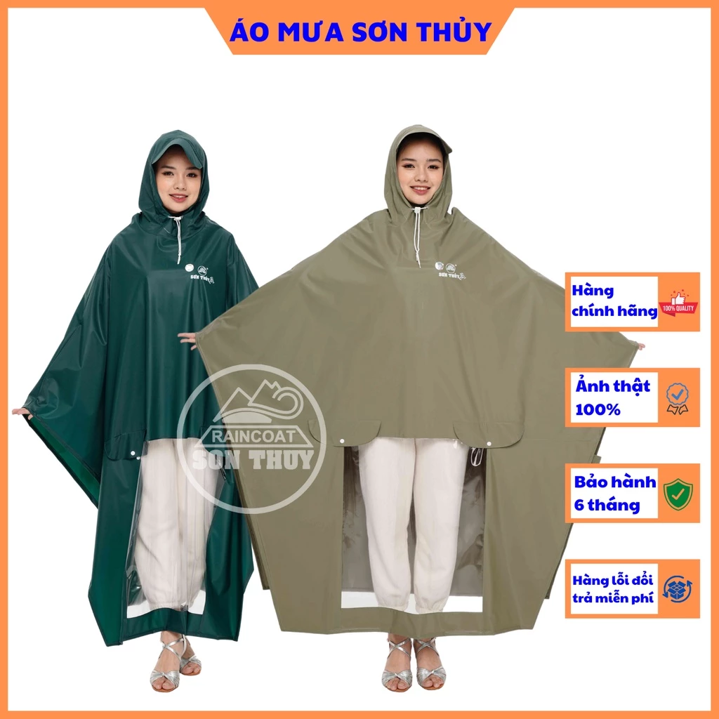 Áo mưa choàng vải nhựa PVC nhập khẩu chính hãng Sơn Thủy freesize nhiều màu cho nam nữ- CKA ST2