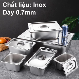 Khay Inox đựng topping, đựng thạch, đựng thực phẩm Có Nắp