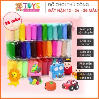 Đất nặn an toàn cho bé 36 màu, đất sét tự khô nặn hình cao cấp siêu nhẹ dành cho trẻ làm butter slime, học thủ công