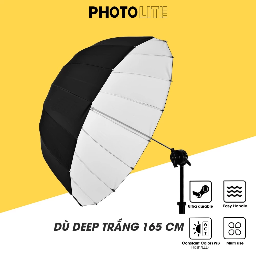 Deep umbrella ô tản sáng deep trắng dòng cao cấp 165 cm Photolite PA161 làm mềm ánh sáng chụp ảnh đèn Flash/Led