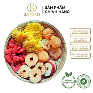 Trà hoa cúc SATOSO mix kỷ tử, long nhãn, táo đỏ hỗ trợ tốt cho sức khỏe gói 10g