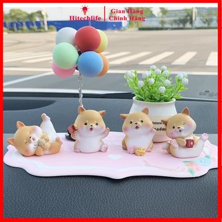 Phụ Kiện Trang Trí Taplo Ô Tô Bàn Làm Việc Phòng Khách Set Chú Chó Shiba Siêu Cute - Đồ Decor Xe Hơi Hitechlife Giá Rẻ