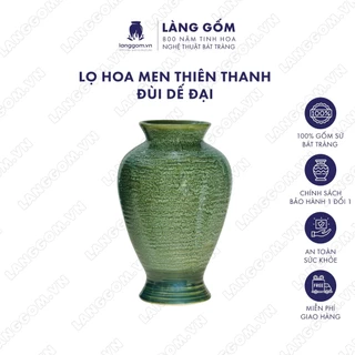 Bình hoa, lọ hoa Gốm sứ Bát Tràng Men hỏa biến màu Thiên thanh dáng Đùi dế đại dùng làm quà tặng, trang trí - LÀNG GỐM