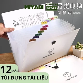 Kẹp tài liệu a4 nhiều ngăn - trong suốt - túi đựng tài liệu nhiều ngăn a4 - khóa dây - nhựa pp - MIYABI STORE