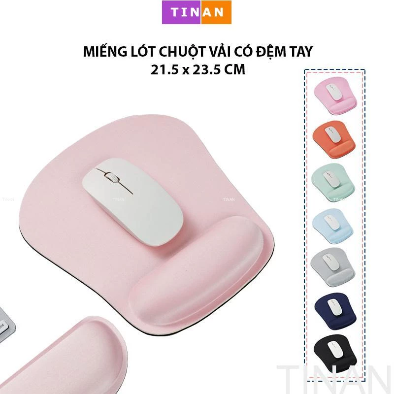 Miếng Lót Chuột VẢI CÓ ĐỆM CỔ TAY, Đế Chống Trượt, Mousepad Mềm Dày 21.5 x 23.5 cm