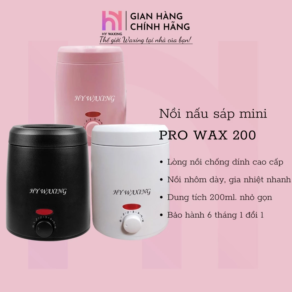[CHE TÊN] Nồi Nấu Sáp Wax Lông HY WAXING Pro Wax 200 Mini Chống Dính Cao Cấp Tặng Que Gỗ 1013