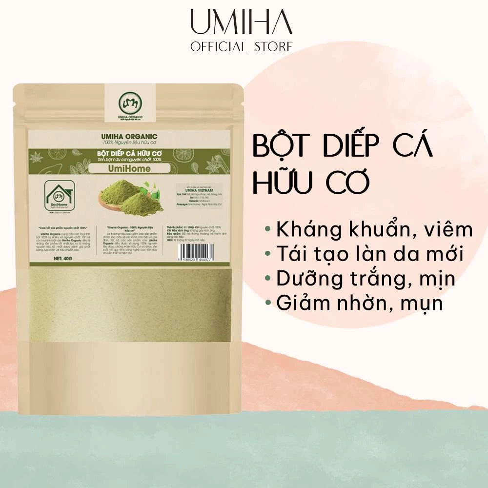 Bột Diếp Cá Nguyên Chất Umiha 40g - Dùng Cho Đắp Mặt Dưỡng Trắng Da Loại Bỏ Mụn Hiệu Quả