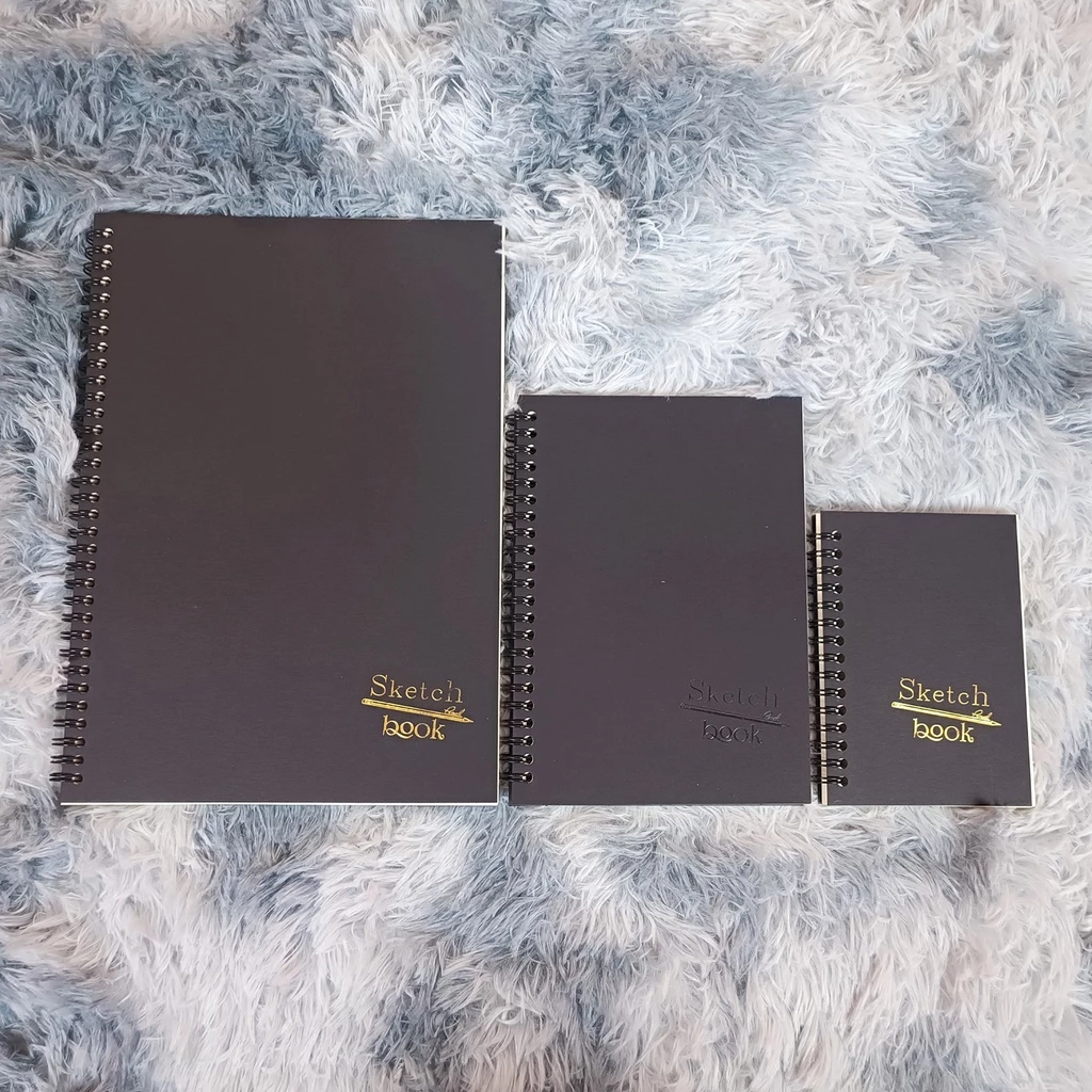 Sổ vẽ chì - Black cover sketchbook - giấy 140gsm - lò xo 100 trang