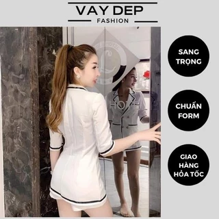 Set viền đen trắng chất liệu lụa cao cấp