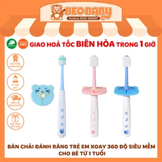 Bàn Chải Đánh Răng Trẻ Em Xoay 360 Độ, Siêu Mềm Cho Bé Từ 1 Tuổi