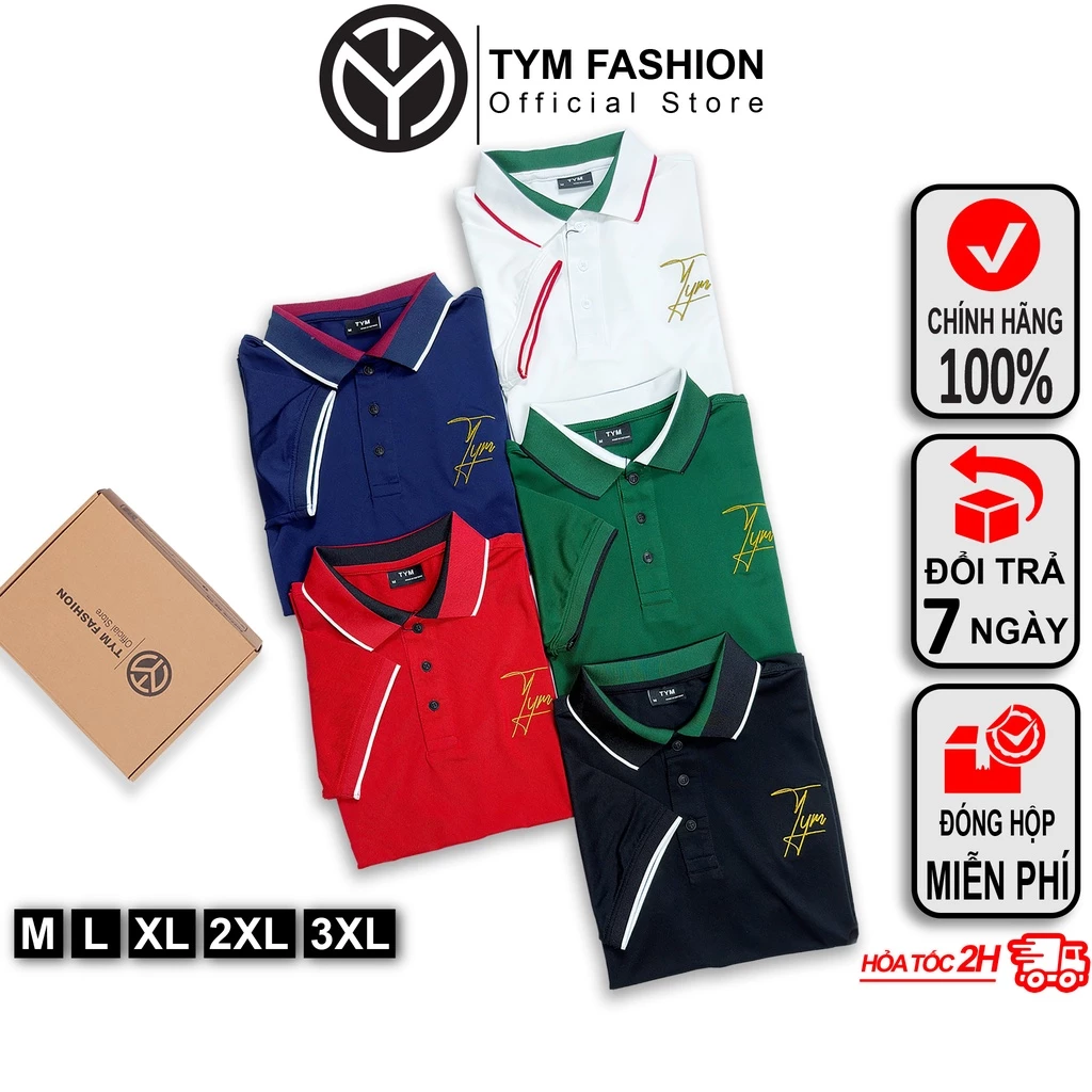 Áo Polo Nam cổ bẻ TYM thun basic cộc tay - Vải poly cá sấu trẻ trung chuẩn form nhiều màu PLMT001