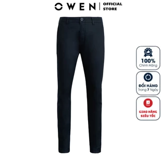 Quần Kaki Nam Owen QKSL221557 Quần Dài Khaki Cao Cấp màu navy đậm dáng slim fit ôm nhẹ Ống Côn vải thô cotton Mềm Mát