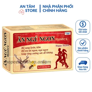 Viên Ăn Ngủ Ngon Rostex bổ sung omega 3, lysin, kẽm loại bỏ mất ngủ, căng thẳng, stress - Chai 60 viên/30 viên