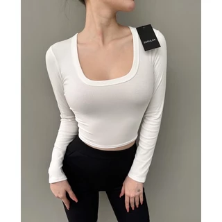 Áo croptop cổ chữ U dài tay ANNAKIKI - 069