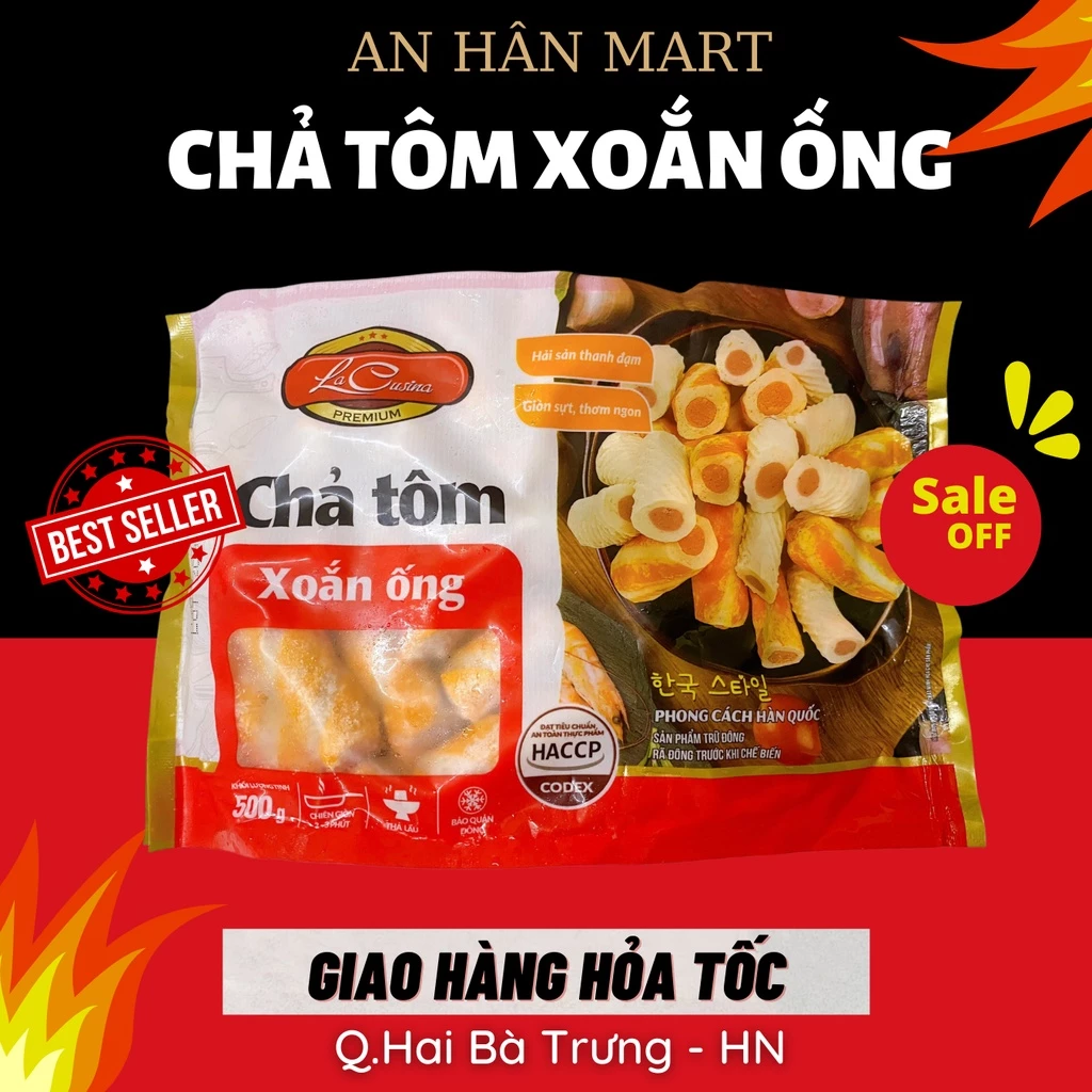 Chả Tôm Xoắn Ống Lacusina gói 500g