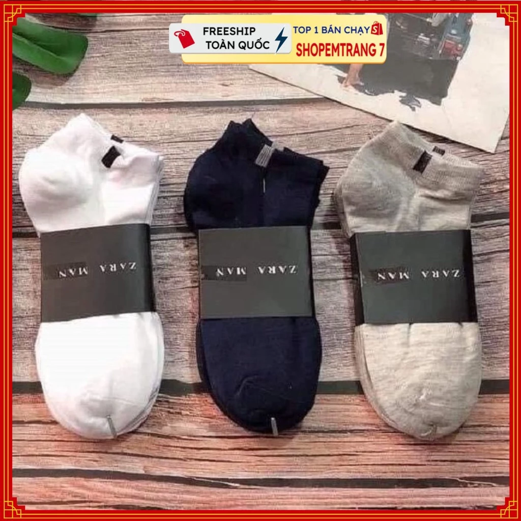 Tất Nam Nữ ZARA Trơn Cổ Ngắn Chất Cotton 100% Co Giãn Thấm Hút Tất Vớ Nam Nữ Thời Trang Cao Cấp Nhập Khẩu Chính Hãng GG