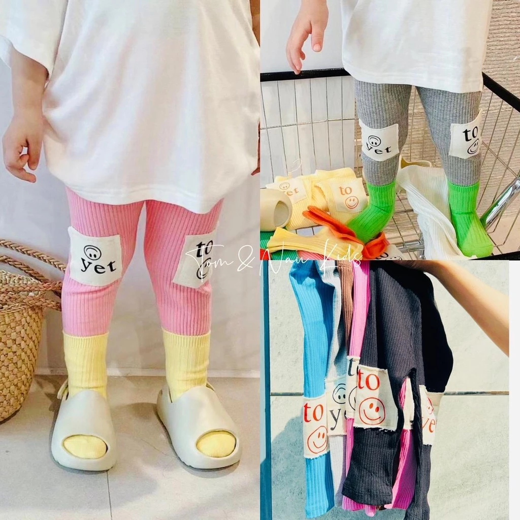 Q15-[Tom&Nau Kids] Quần leggin bé gái bé trai phối Hàn siêu đáng yêu - Size 9-28Kg