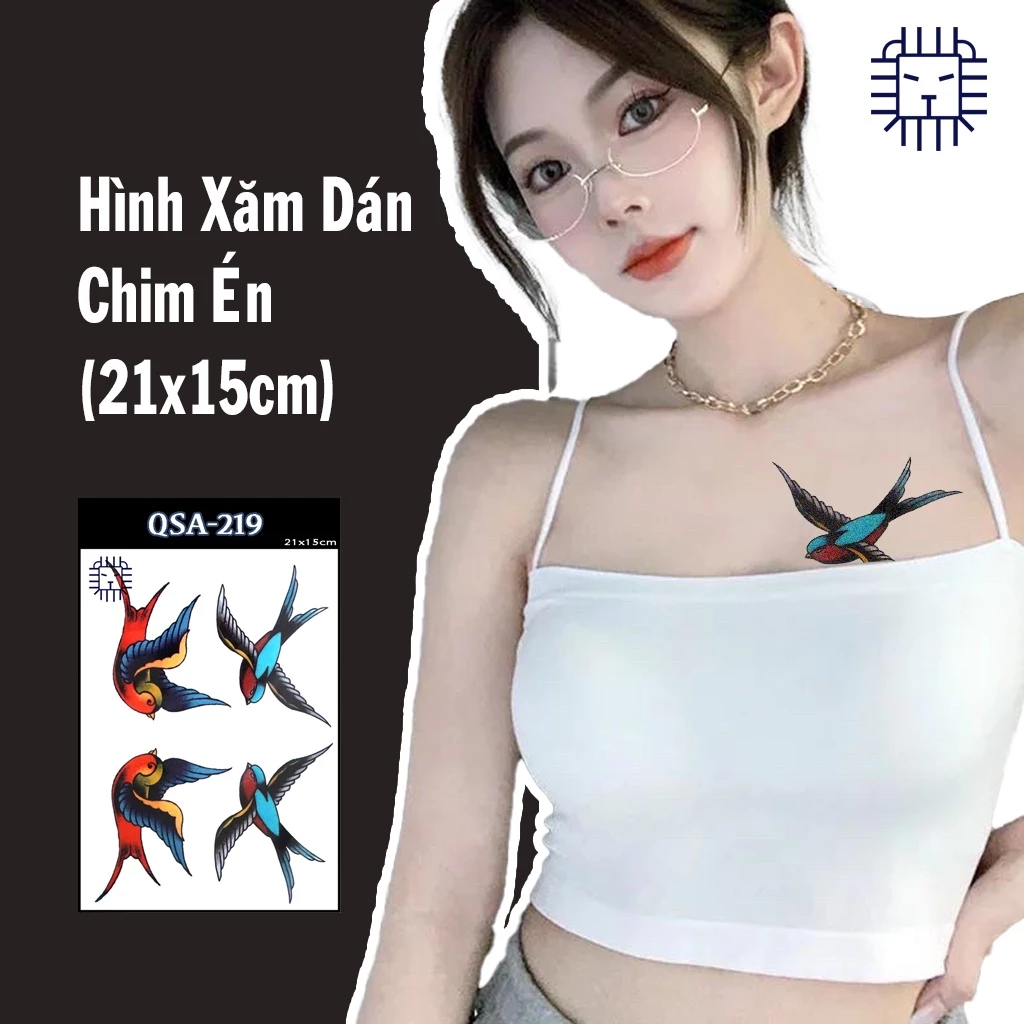 [Loại Ngắn Ngày] Hình Xăm Dán Chim, Cò, Chuồn Chuồn Chụp Ảnh, Đóng Phim, Dễ Dàng Tẩy Xóa - Dùng 2-5 Ngày (21x15cm)